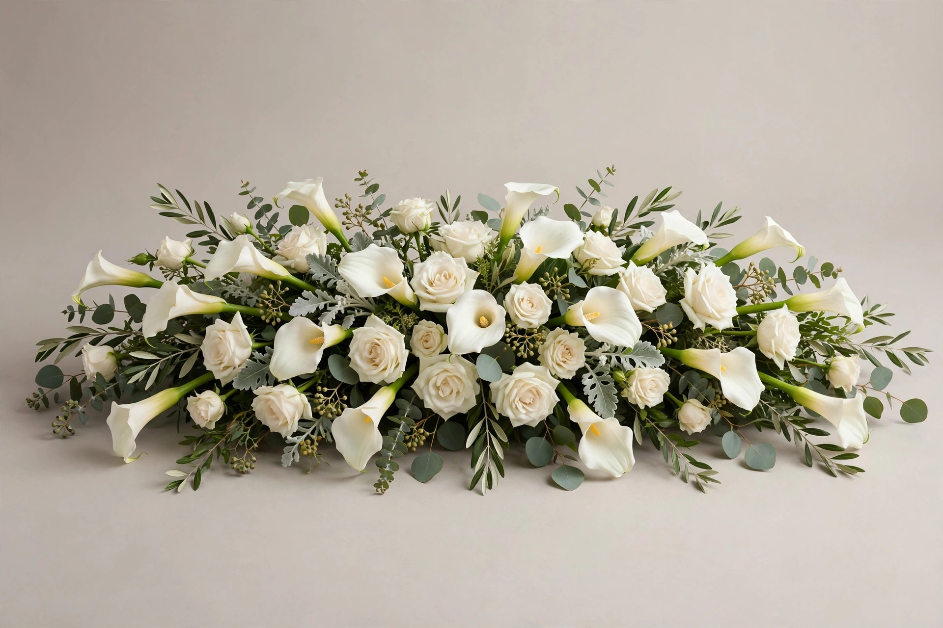 Serene Lily White Casket Spray